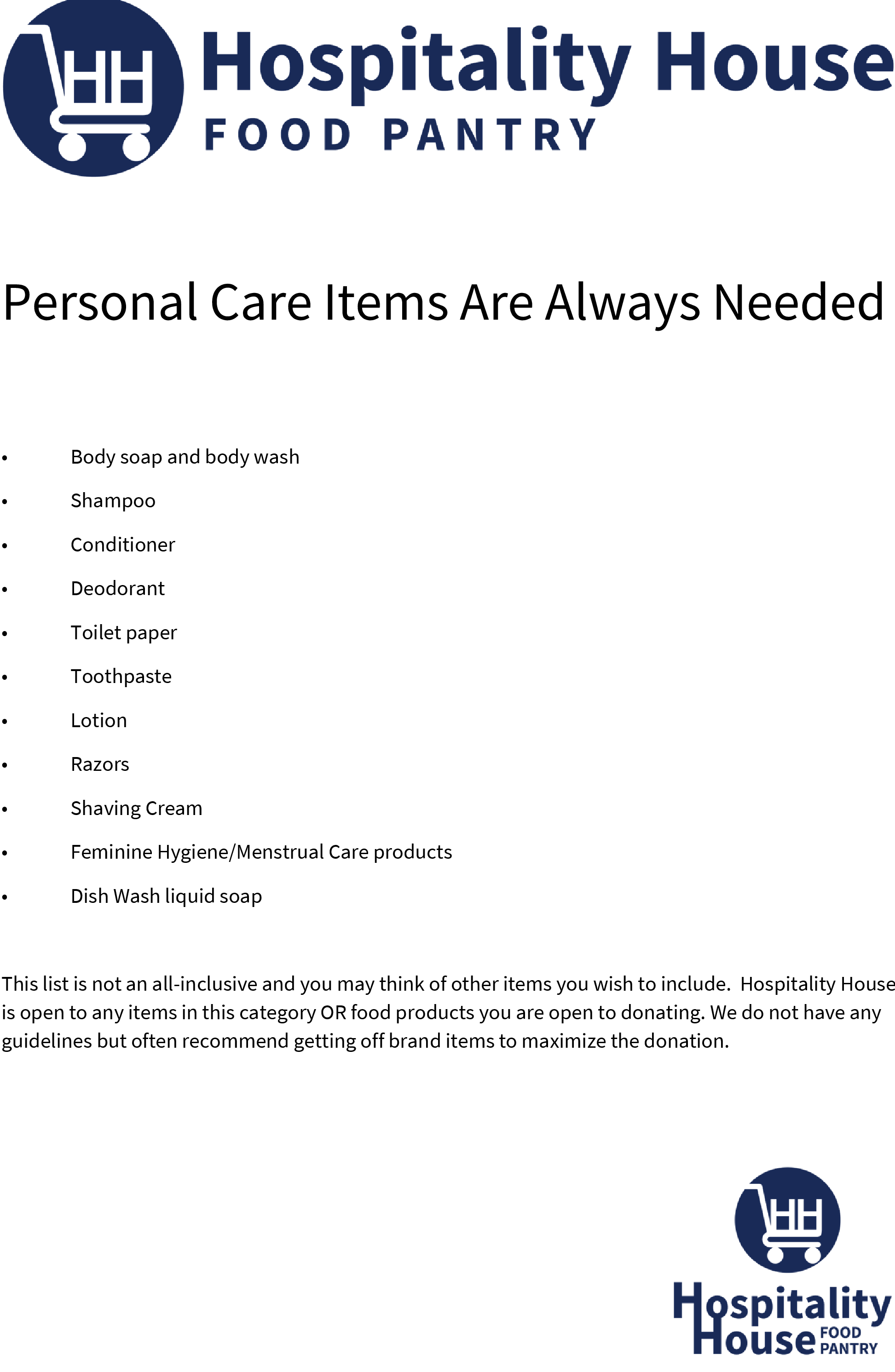 personal care list