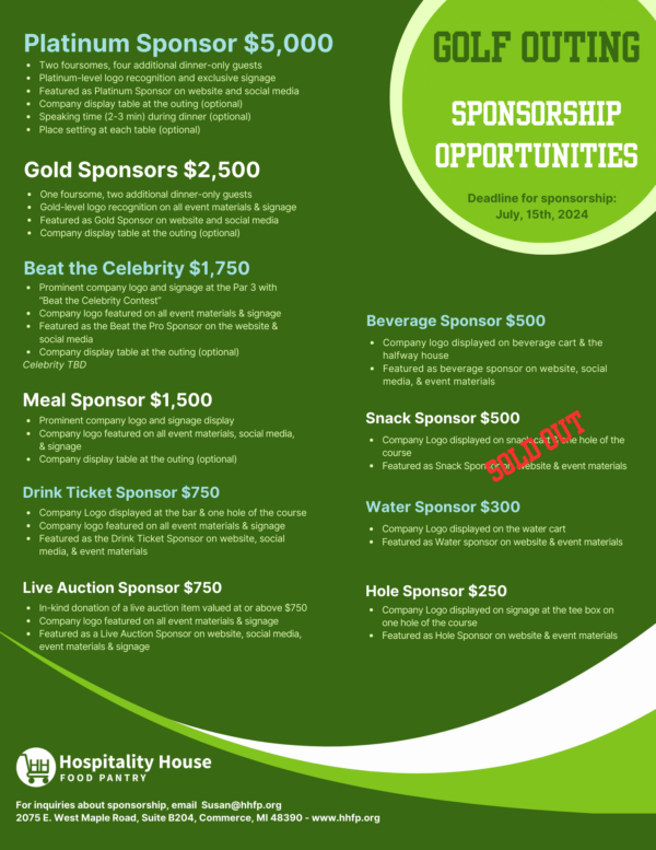  2024 golf outing flyer and sponsorship