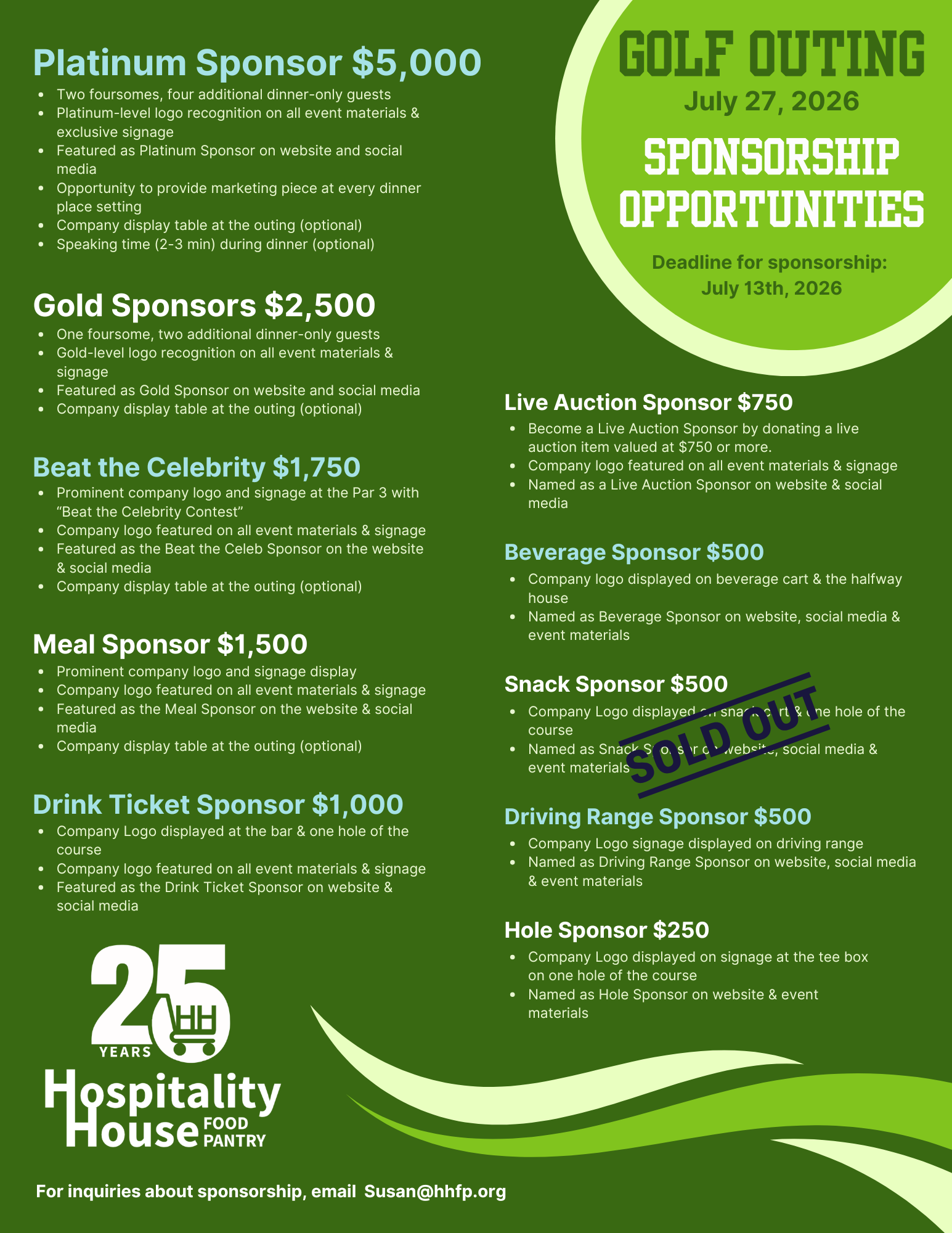 2026 golf outing sponsorships